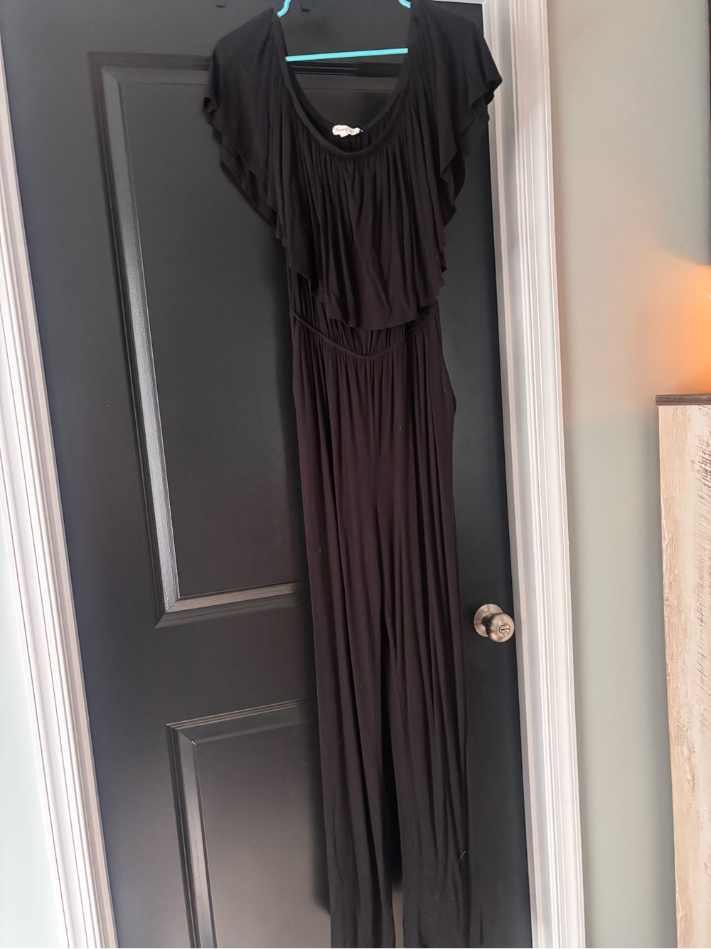 Sweet Pea Black Women's Jumpsuit with Off the shoulder neckline
